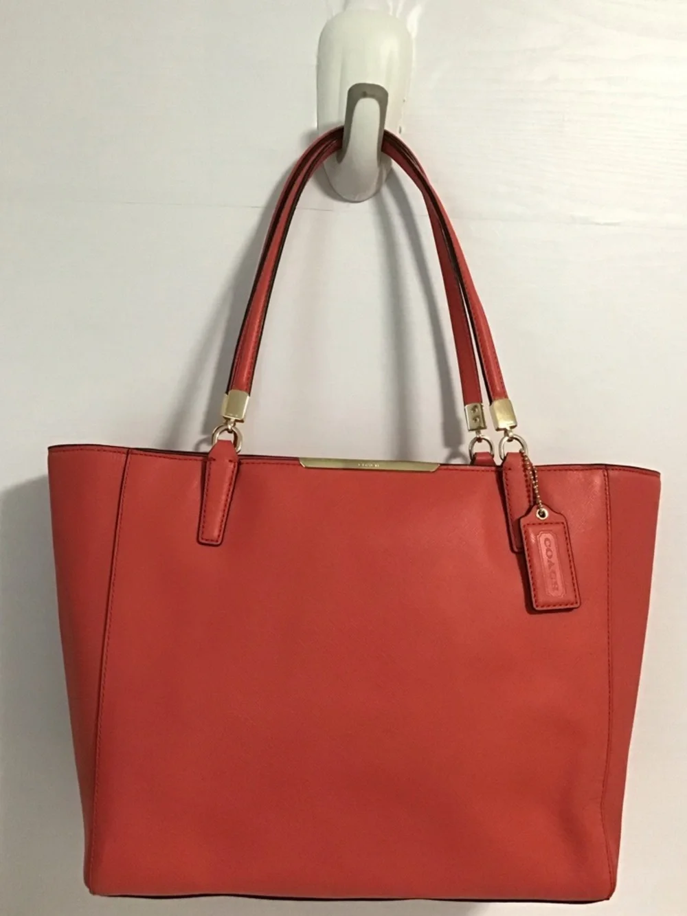 Coach Madison Saffiano leather Tote Handbag Light Coral EUC